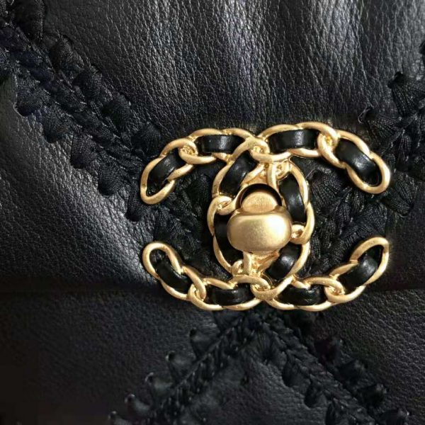 Chanel Women Chanel 19 Flap Bag Calfskin Crochet Gold Silver-Tone & Ruthenium-Finish Metal Black (2)