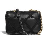 Chanel Women Chanel 19 Flap Bag Calfskin Crochet Gold Silver-Tone & Ruthenium-Finish Metal Black – Image 10