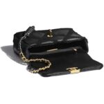 Chanel Women Chanel 19 Flap Bag Calfskin Crochet Gold Silver-Tone & Ruthenium-Finish Metal Black – Image 11