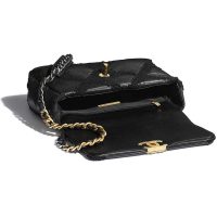 Chanel Women Chanel 19 Flap Bag Calfskin Crochet Gold Silver-Tone & Ruthenium-Finish Metal Black