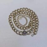 Chanel Women Metal & Glass Strass Gold Blue & Crystal Belt - Imagen 4