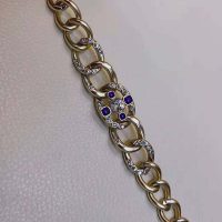 Chanel Women Metal & Glass Strass Gold Blue & Crystal Belt