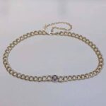 Chanel Women Metal & Glass Strass Gold Blue & Crystal Belt - Imagen 2