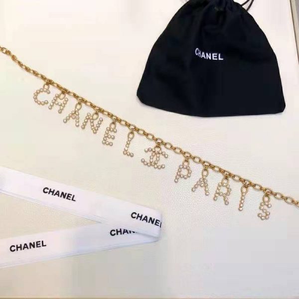 Chanel Women Paris Metal & Strass Gold & Crystal Belt (10)