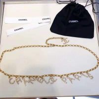 Chanel Women Paris Metal & Strass Gold & Crystal Belt