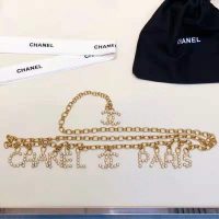 Chanel Women Paris Metal & Strass Gold & Crystal Belt