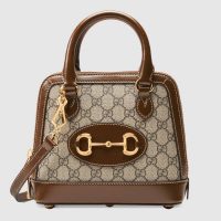 Gucci Women Gucci Horsebit 1955 Mini Top Handle Bag GG Supreme Canvas Leather-White