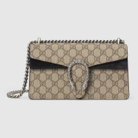 Gucci Women Dionysus Small Shoulder Bag GG Supreme Canvas Suede Tiger Head-Brown