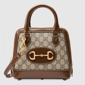 Gucci Women Gucci Horsebit 1955 Mini Top Handle Bag GG Supreme Canvas Leather-Brown