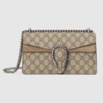 Gucci Women Dionysus Small Shoulder Bag GG Supreme Canvas Suede Tiger Head-Brown