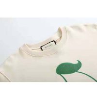 Gucci Men Beverly Hills Cherry Print Sweatshirt Cotton Jersey Crewneck Puff Sleeves-White