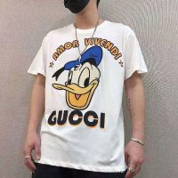 Gucci Women Disney x Gucci Donald Duck T-Shirt Cotton Jersey Crewneck Oversize Fit-White