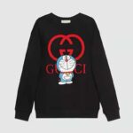 Gucci Men Doraemon x Gucci Cotton Sweatshirt Crewneck Oversized Fit-Black