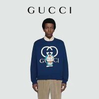 Gucci Men Doraemon x Gucci Cotton Sweatshirt Crewneck Oversized Fit-Navy