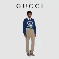 Gucci Men Doraemon x Gucci Cotton Sweatshirt Crewneck Oversized Fit-Navy