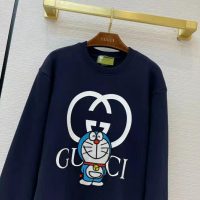 Gucci Men Doraemon x Gucci Cotton Sweatshirt Crewneck Oversized Fit-Navy