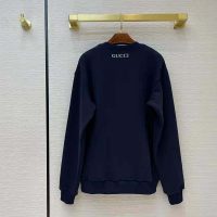 Gucci Men Doraemon x Gucci Cotton Sweatshirt Crewneck Oversized Fit-Navy