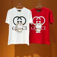 Gucci Women Doraemon x Gucci Oversize T-Shirt Crewneck Red Cotton Jersey