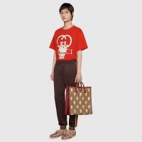 Gucci Women Doraemon x Gucci Oversize T-Shirt Crewneck Red Cotton Jersey