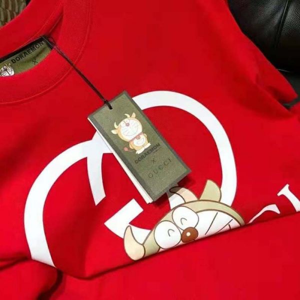 Gucci Men Doraemon x Gucci Oversize T-Shirt Crewneck Red Cotton Jersey (2)