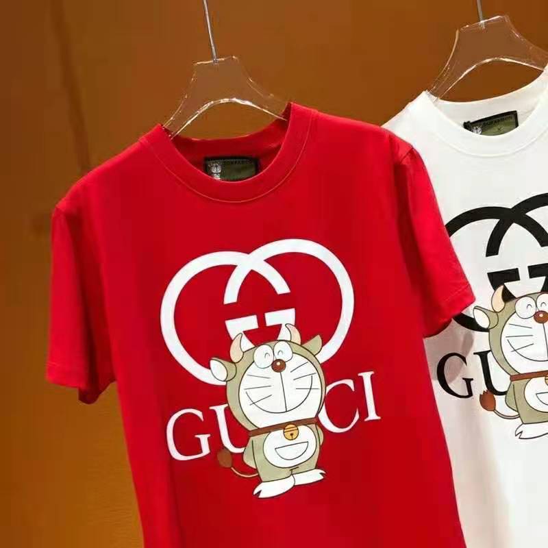 Gucci Men Doraemon x Gucci Oversize T-Shirt Crewneck Red Cotton Jersey ...