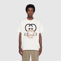 Gucci Men Doraemon x Gucci Oversize T-Shirt Ivory Cotton Jersey Crewneck