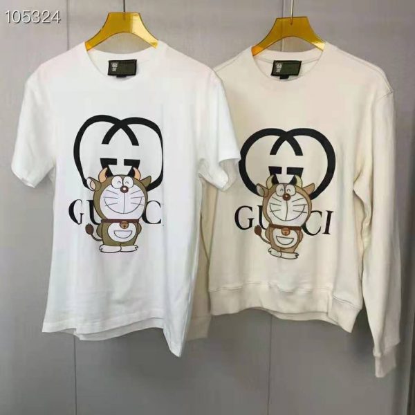 Gucci Men Doraemon x Gucci Oversize T-Shirt Ivory Cotton Jersey Crewneck (10)