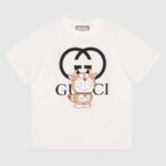Camiseta extragrande Doraemon x Gucci de Gucci para hombre, jersey de algodón color marfil, cuello redondo