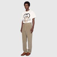 Gucci Men Doraemon x Gucci Oversize T-Shirt Ivory Cotton Jersey Crewneck