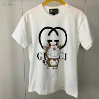 Gucci Men Doraemon x Gucci Oversize T-Shirt Ivory Cotton Jersey Crewneck