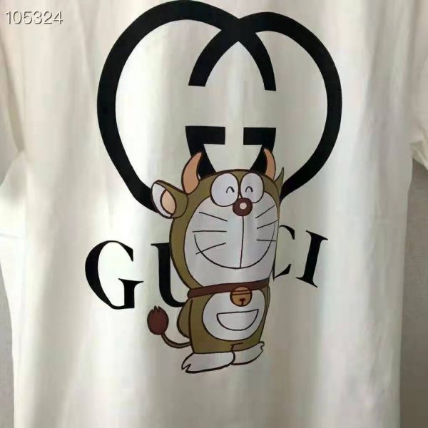 Gucci Men Doraemon x Gucci Oversize T-Shirt Ivory Cotton Jersey Crewneck (4)