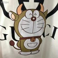 Gucci Men Doraemon x Gucci Oversize T-Shirt Ivory Cotton Jersey Crewneck