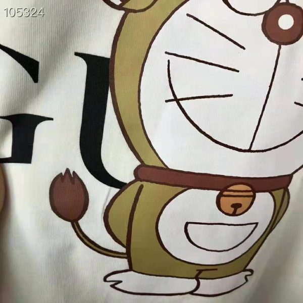 Gucci Men Doraemon x Gucci Oversize T-Shirt Ivory Cotton Jersey Crewneck (6)