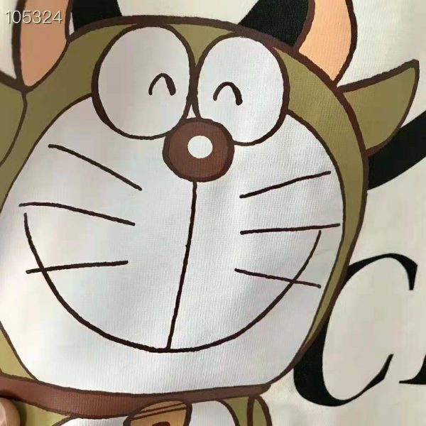 Gucci Men Doraemon x Gucci Oversize T-Shirt Ivory Cotton Jersey Crewneck (7)