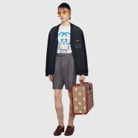 Gucci Men Doraemon x Gucci Oversize T-Shirt Ivory Cotton Jersey Crewneck-Blue