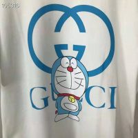 Gucci Men Doraemon x Gucci Oversize T-Shirt Ivory Cotton Jersey Crewneck-Blue