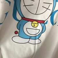 Gucci Men Doraemon x Gucci Oversize T-Shirt Ivory Cotton Jersey Crewneck-Blue