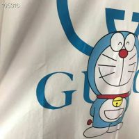 Gucci Men Doraemon x Gucci Oversize T-Shirt Ivory Cotton Jersey Crewneck-Blue