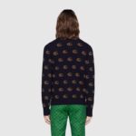 Gucci Men Double G Jacquard Wool Cardigan Front Pockets Blue and Beige - Image 14