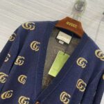 Gucci Men Double G Jacquard Wool Cardigan Front Pockets Blue and Beige - Image 5
