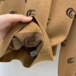 Gucci Men Double G Jacquard Wool V-Neck Sweater Camel and Brown - immagine 10