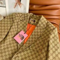 Gucci Men GG Canvas Jacket Camel/Ebony GG Cotton Canvas Full Canvas Construction