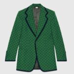 Giacca Gucci da uomo in tela GG verde e blu in tela di cotone GG biologico