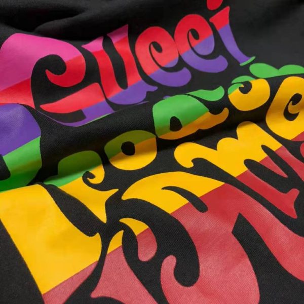Gucci Men Gucci Prodige D’Amour Print T-Shirt Cotton Crewneck Oversize Fit-Black (13)
