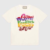 Gucci Men Gucci Prodige D'Amour Print T-shirt Cotton Crewneck Oversize Fit