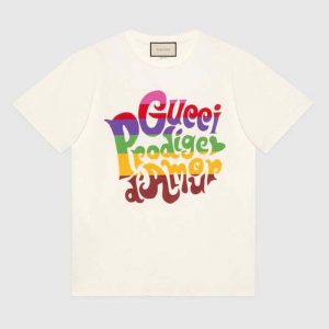 Gucci Men Gucci Prodige D'Amour Print T-shirt Cotton Crewneck Oversize Fit