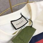Gucci Men Interlocking G Stripe Print T-Shirt Cotton Jersey Crewneck Oversize Fit-White - immagine 7