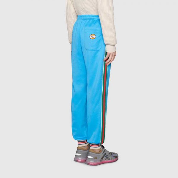 Gucci Men Technical Jersey Jogging Pant with Web Interlocking G-Blue (11)