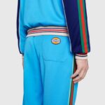 Gucci Men Technical Jersey Jogging Pant with Web Interlocking G-Blue – Bild 12