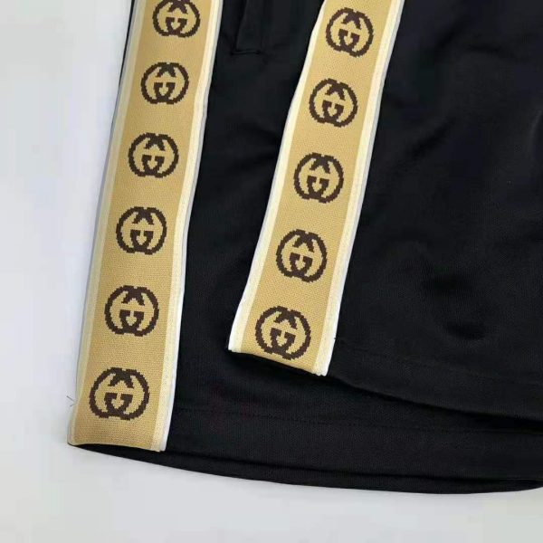 Gucci Men Technical Jersey Shorts Interlocking G Stripe-Black (10)